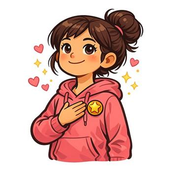 Ragazza fiera con la mano sul cuore