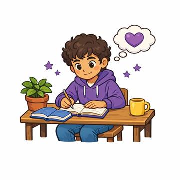 Ragazzo che scrive alla scrivania